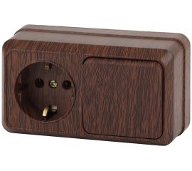 Горизонтальный блок: розетка+выключатель Intro 270110 10-16А 250В, IP20, ОУ, Quadro, венге Б0036151 