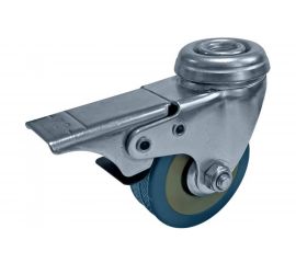 Колесо серая резина под болт отверстие 12 мм с тормозом SCHGB42 100 мм MFK-TORG 3057100 