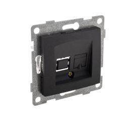 Механизм телефонной розетки GUSI ELECTRIC Bravo RJ12, одинарной, СУ, графит С10Т1-010 