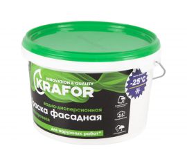 Водно-дисперсная фасадная особопрочная краска Krafor 3 кг 26948 