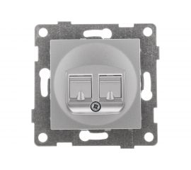 Механизм телефонной розетки GUSI ELECTRIC Ugra RJ12, двойной, СУ, серебро С11Т2-004 