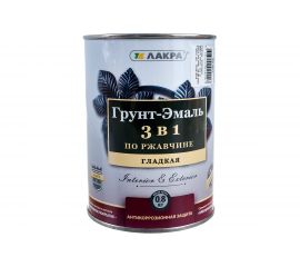 Грунт-эмаль 3 в 1 Лакра шоколадно-коричневый, RAL 8017, 0.8 кг Лк-00008063 