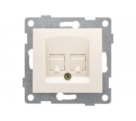 Механизм компьютерной и телефонной розетки GUSI ELECTRIC Bravo RJ45, RJ12, СУ, бежевый С10КТ-003 