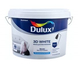 Краска для стен и потолков Dulux 3D WHITE ослепительно белая, матовая, база BW, 2.5 л 5701640 