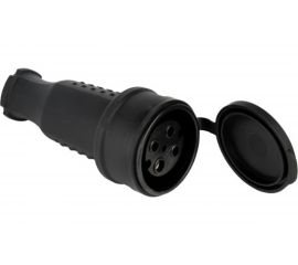 Переносная розетка с защитной крышкой EKF 380В, 3P+PE, 32A, IP44, каучуковая, SQ RPS-022-32-380-44 