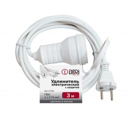 Удлинитель DORI электрический 3 м, ПВС 2x0,75 мм2, IP44, с защитой от влаги 41504 