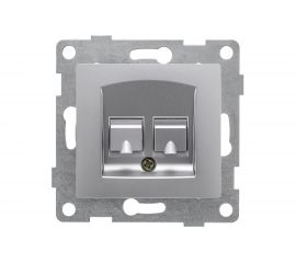 Механизм компьютерной и телефонной розетки GUSI ELECTRIC Bravo RJ45, RJ12, СУ, серебро С10КТ-004 