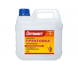 Проникающая грунтовка Оптимист G102 акриловая, для наружных и внутренних работ, 3 л OPG007 
