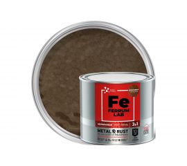 Грунт-эмаль по ржавчине 3 в 1 ЯРОСЛАВСКИЕ КРАСКИ FERRUM LAB молотковая, коричневая, банка 2 кг 213539 