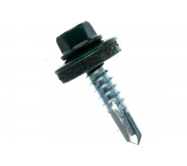 Кровельный саморез Госкреп 5.5х25 мм, RAL 6005, зеленый мох, 250 шт., большой пластиковый контейнер, 1000 мл 2-0017200 