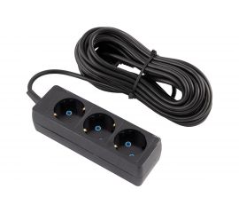 Удлинитель Engy Гранд 10 метров, 3 розетки, с заземлением, черный 186737 