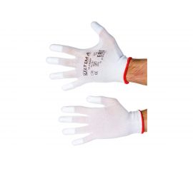 Нейлоновые перчатки с полиуретановым покрытием кончиков пальцев ULTIMA белые ULT620F/S 