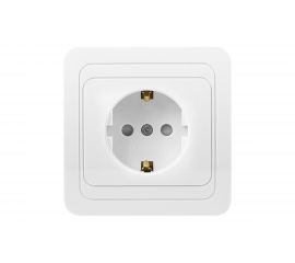 Розетка Smartbuy 1-местная с заземлением 16А белая с защитными шторками Марс SBE-02w-16-S1-1Z 
