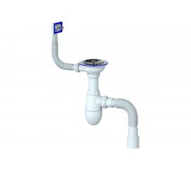 Сифон Unicorn B425P 3 1/2х40 с прямоугольным переливом, с гофрой 40х40х50 винт, шток, ручка - пластик 541219 