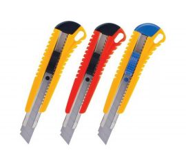 Нож 18 мм, автофиксатор, цвет корпуса ассорти + 2 лезвия, блистер BRAUBERG 230918 