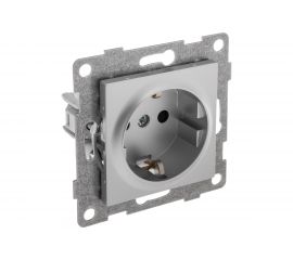 Механизм розетки GUSI ELECTRIC Ugra 1-ой с/з с з/ш, СУ, 16А, 250В, серебро С11Р4-004 