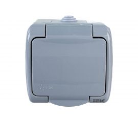 1-ая розетка IEK AQUATIC РСш12-2-А с заземляющим контактом, открытой установки, 16А, IP54 ERA12-K03-16-54 