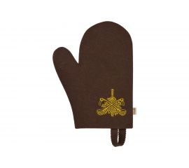 Рукавица с вышитым логотипом Банные Штучки войлок 100%, коричневая 41420 