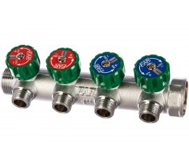 Регулирующий коллектор FAR 1"" ВР-НР с 4 отв. 1/2"" НР межосев. 45 мм, плск. упл. FK 3824 112TP 