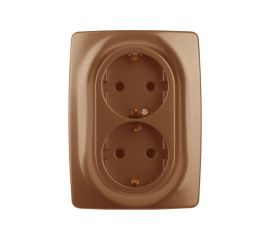 Розетка ЭРА 12210614 2x2PE Schuko,16A-250В, IP20, Эра12, медь Б0031236 