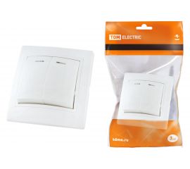 Одноклавишный выключатель TDM с подсветкой, белый Таймыр SQ1814-0004 
