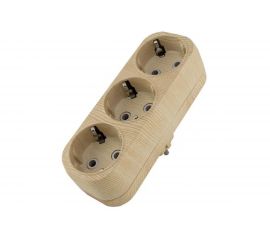 Блок TDM на 3 гнезда 2П З плоский 16А 250B Эко сосна SQ1806-0076 