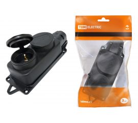 Розетка TDM двухместная с заглушками каучук 2Р+РЕ 16А 250В IP44 SQ0612-0010 