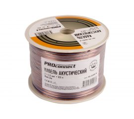 Акустический кабель PROconnect 2х0,25 кв.мм, прозрачный BLUELINE, бухта 100 м 01-6201-6 