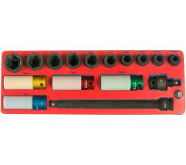 Набор ударных головок (1/2”, с принадлежностями, ложемент, 16 предметов) МАСТАК 5-05416 