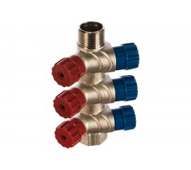 Коллектор никелированный с вентилями (3/4""; 3 х 1/2"") Valtec VTc.560.N.0503 74970 