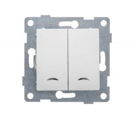 Выключатель GUSI ELECTRIC Ugra 2 клавиши, индикация, СУ, 10А, 250В, белый С11В28-001 