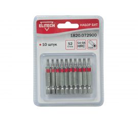 Биты (10 шт; TX20; 50 мм; S2; 54-58 HRC) Elitech 1820.072900 