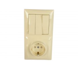 Комбинированный блок Кунцево-Электро СЕЛЕНА скрытой установки выключатель+розетка БКВР-416 с/к 8175 