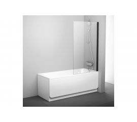 Перегородка (шторка, ширма) на борт ванны неподвижная Ravak PVS1-80 профиль черный, прозрачное стекло 79840300Z1 00000069011 