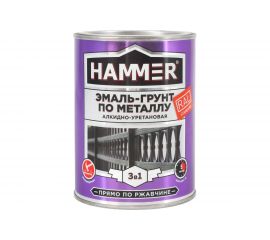 Эмаль-грунт по металлу HAMMER 3в1 АУ п/гл RAL 7040 серое окно 0,9 кг ЭК000133622 