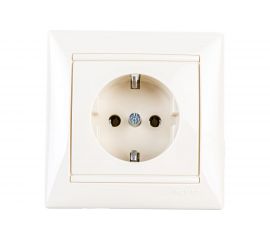 Одноместная литая розетка с заземлением, крем Legrand Valena 774323 