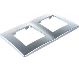 Рамка для розеток и выключателей ЭРА Серия 12 12510203 на 2 поста, Сатин, алюминий Б0052511 