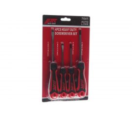 Набор отверток усиленных, 4 предмета SL5.5x75, SL6.5x100, PH1x75, PH2x100 JTC 7641 