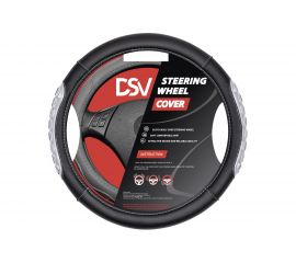 Чехол на руль DSV Black+Grey искусственная кожа, со вставкой R99302A 
