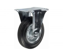Промышленное неповоротное колесо Tech-Krep D125 оцинкованная сталь с резиновой шиной и роликоподшипником, площадка - накладка 127471 