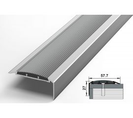 Порог угловой антискользящий алюминиевый ЛУКА (57,7х27 мм, 1,8 м, Без окраса) УТ000023732 