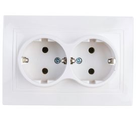 Розетка TDM двойная 2П+З 16А 250В белая ""Таймыр"" пром. упак., бакелит. основание SQ1814-0514 