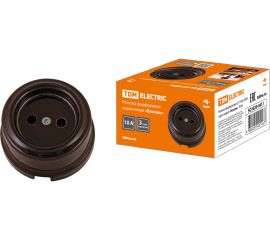 Розетка TDM фарфоровая 2П 10А 250В коричневая «Болонь» SQ1820-0411 