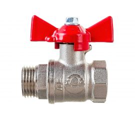 Шаровой кран для воды VALFEX OPTIMA 1/2"" ВР/НР бабочка, никелированная латунь VF.218.NLB1.012.Bir 