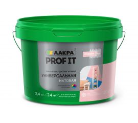 Универсальная водно-дисперсионная эмаль Лакра PROF IT матовая, база А, 2.4 кг Лк-00010879 