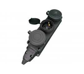 3-х местная каучуковая розетка Bull с заземлением с крышкой 338004-1 