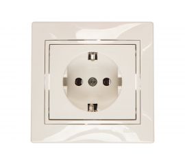 Розетка Lezard MIRA, с заземлением, ПБТ, белый с белой вставкой 701-0202-122B 