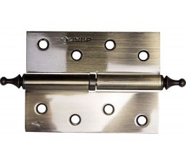 Дверная разъемная петля Зубр Эксперт 1 подшипник цвет старая латунь AB левая с крепежом 100x75x2.5 мм 2 шт. 37605-100-5L 