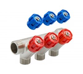 Коллектор VRT 3/4""x1/2"", с регулировочными вентилями, 3 выхода 524077 