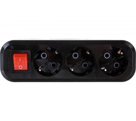 Розеточная колодка TDM 3 гнезда 2П 3 c выключателем 16А 250В черная SQ1806-0117 